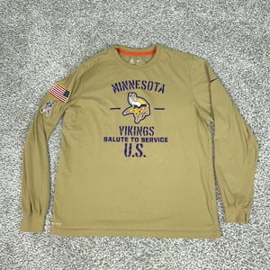 Minnesota Vikings Shirt Men Large NFL Football Nike Salute Service Long Sleeve