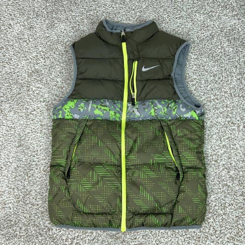 Nike Vest Mens XL Green Camo Gray Reversible Puffer Insulated Zip Outdoor Sports