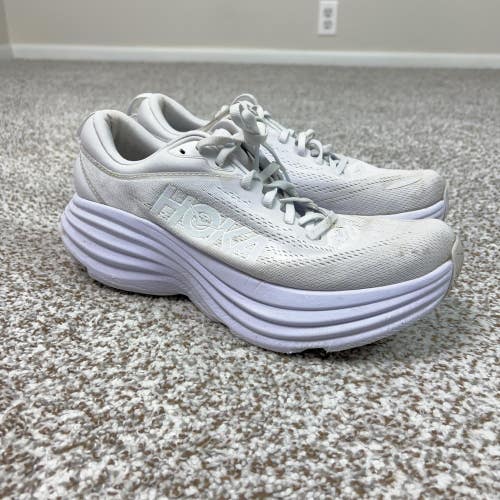 Hoka One One Bondi 8 Shoes Womens 10.5 White Mesh Road Running Sneakers Walking
