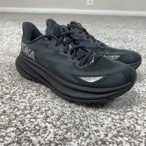Hoka One One Clifton 9 GTX Shoes Womens 7 Black Gore Tex Sneakers Hiking Running