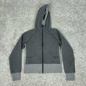 Lululemon Hoodie Womens 6 Gray Scuba Full Zip Fleece Sweatshirt Jacket Sports