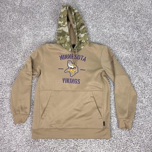 Minnesota Vikings Hoodie Mens Large Beige NFL Football Nike Camo Salute Service
