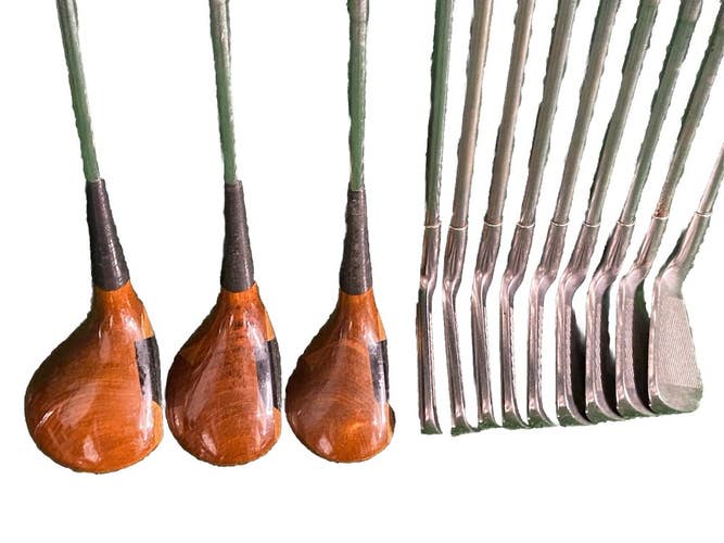 Stag Golf Set 2-PW USA Irons & Persimmon 1w,3w,4w Men's RH Stiff Steel With HC's