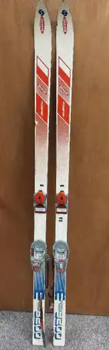 Vintage used Polsport skis model Racing Epoxy 3200 made in Poland from the 1980s with bindings
