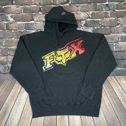 Fox Racing Mens Black Hoodie Sweatshirt with Graphic Logo Size XL