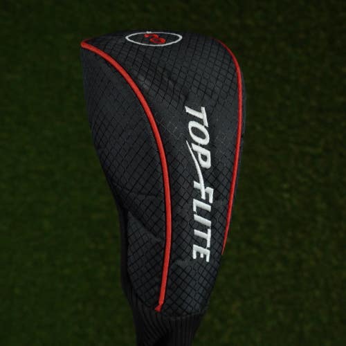 TOP FLITE 3 FAIRWAY WOOD 3W HEADCOVER SOCK BLACK / RED ~ LOOK!!