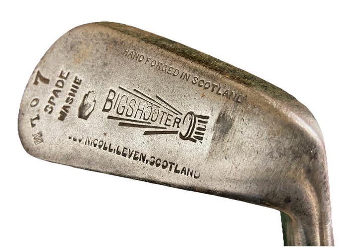 Nicoll Leven Scotland Forged Big Shooter Spade Mashie 7 Iron OLM RH Hickory 37"