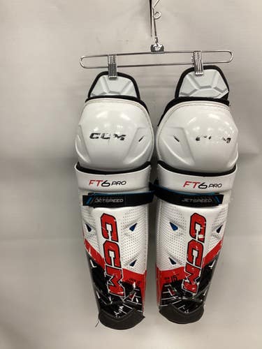 Used CCM FT6 PRO Senior Shin Guards White 15" 11851-S000042246