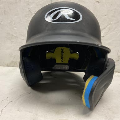 Used Rawlings MACH-JR-REVA W/ ADJ FACE GUARD Batting Helmet w/Mask Black M/L 11855-S000197895
