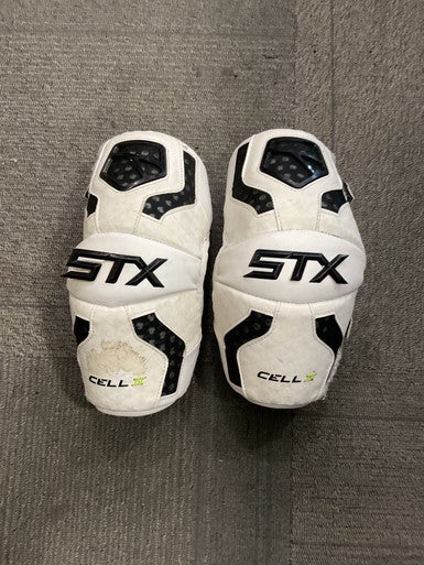 Used STX CELL IV Lacrosse Arm Pads/Guards White LG 11614-S000228938