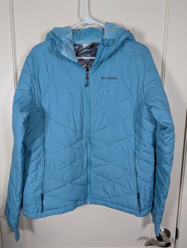 Columbia Jacket Womens Size: XL Blue Insulated Puffer Coat Fleece Lined Hood