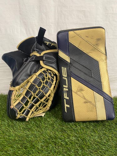 Black Senior True Hzrdus PX4 Goalie Gloves & Blockers Regular Pro Stock (Used)