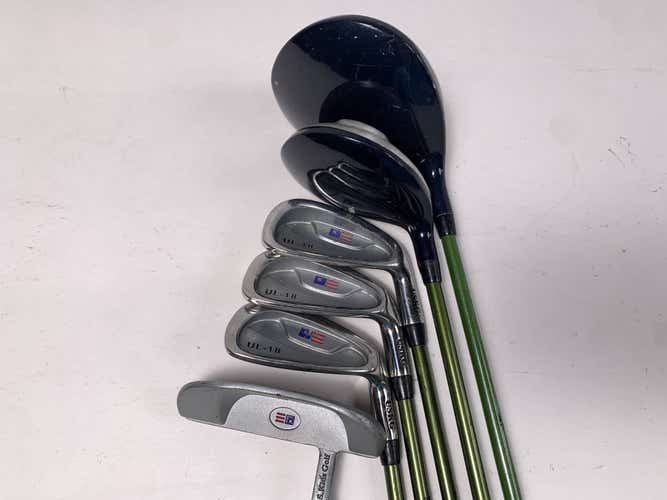 US Kids UL-18 Club Set Driver 3W 8-PW Putter Kid Power 57-39 Youth Graphite RH