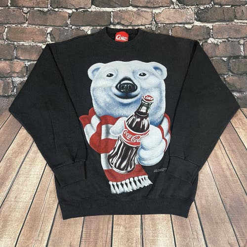 Vintage 1995 Coca Cola Coke Soda Polar Bear Crewneck Sweatshirt Sz L Retro USA