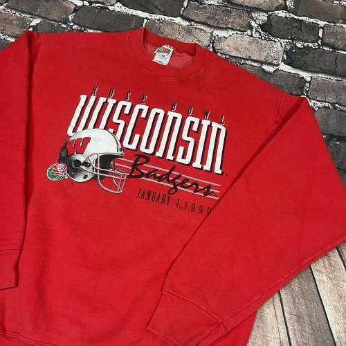Vintage 90s 1999 Wisconsin Badgers Rose Bowl Champions Crewneck Sweatshirt XL