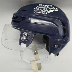 CCM TACKS 710 PRO STOCK HOCKEY HELMET SMALL NAVY WOLFPACK USED #78 (12565)