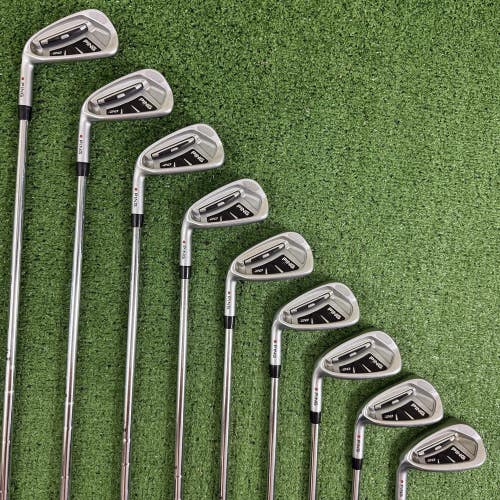 Ping i20 Iron Set 4-PW UW SW Red Dot AWT Stiff Flex Left Handed