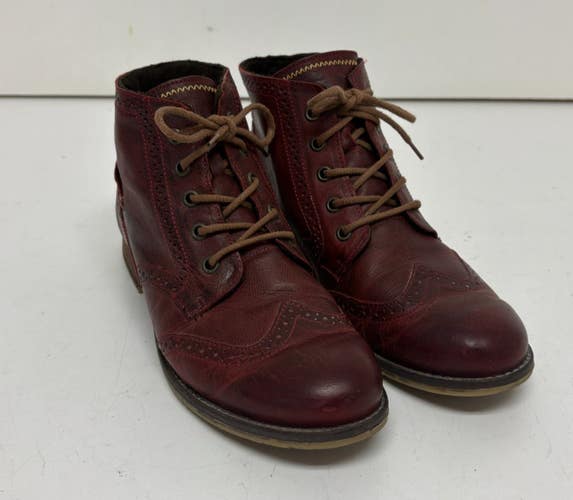Josef Seibel Sienna 74 Red Leather Women's Wingtip Ankle Boots EU 39 US 8 GREAT