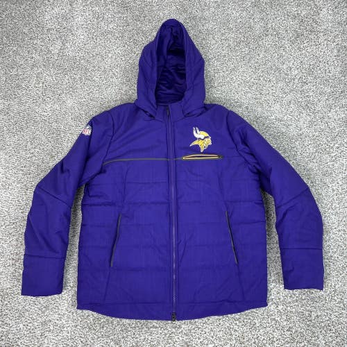 Minnesota Vikings Jacket Mens XL Purple NFL Football Nike On Field Hooded Puffer