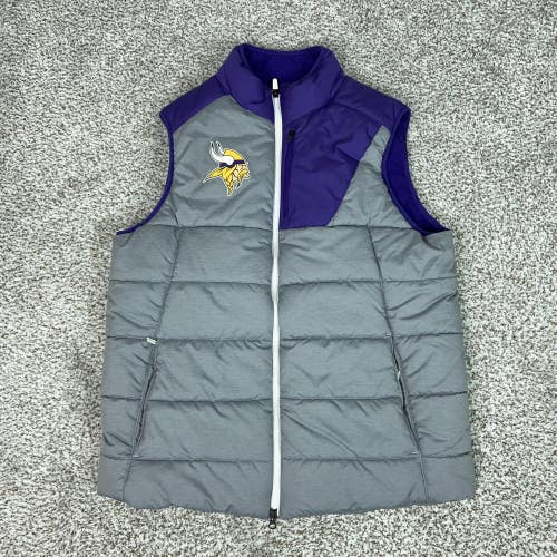 Minnesota Vikings Jacket Mens Large Gray NFL Football Nike Puffer Vest On Field