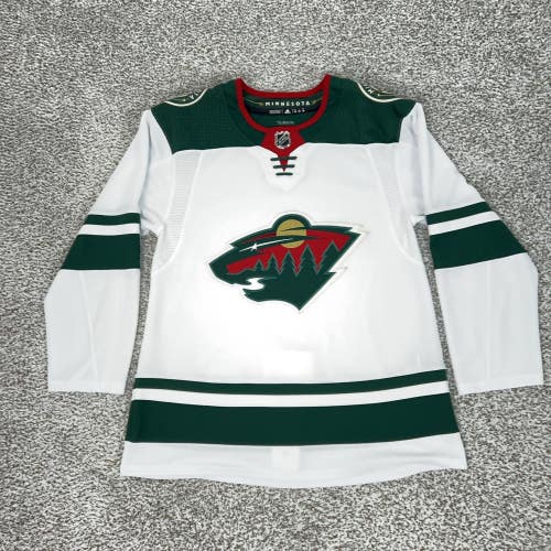 Minnesota Wild Jersey Mens 50 Medium White NHL Hockey Adidas Fight Strap Sport