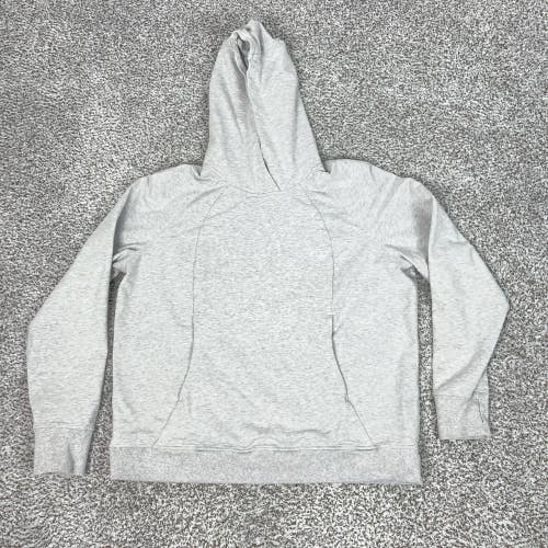 Lululemon Hoodie Womens 16 Gray Pullover Sweatshirt Thumbholes Logo Stretch