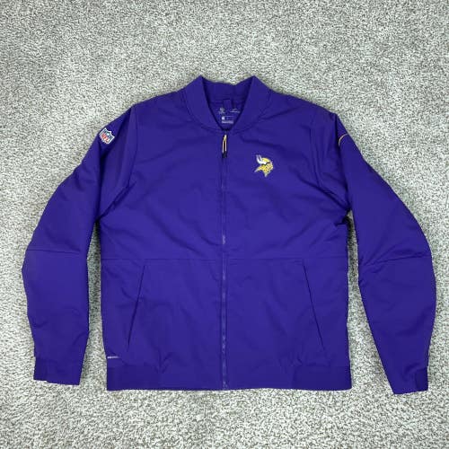 Minnesota Vikings Jacket Mens Large Purple NFL Football Nike Shield Bomber Sport