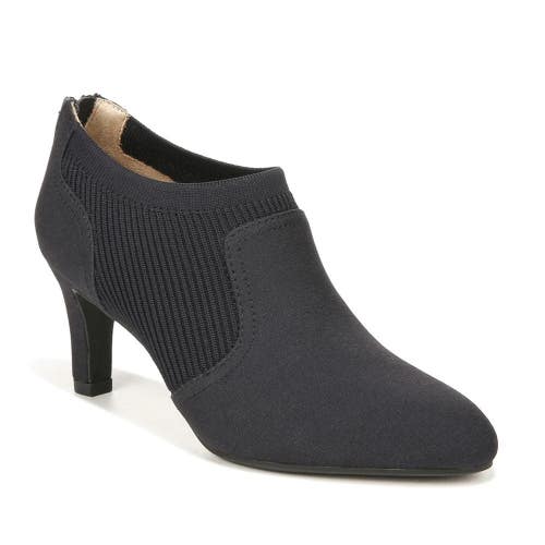 LifeStride Gia Shootie Pumps Booties Women's 8 Black Almond Toe Zipper HAWK1403