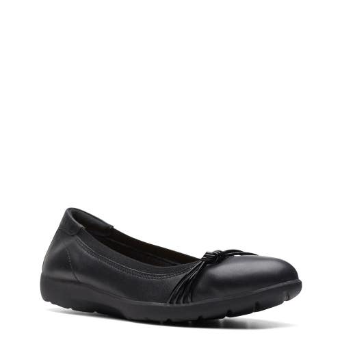 Clarks Meadow Rae 26174364 Women's 6 Black Leather Slip On Ballet Flats HAWK1304