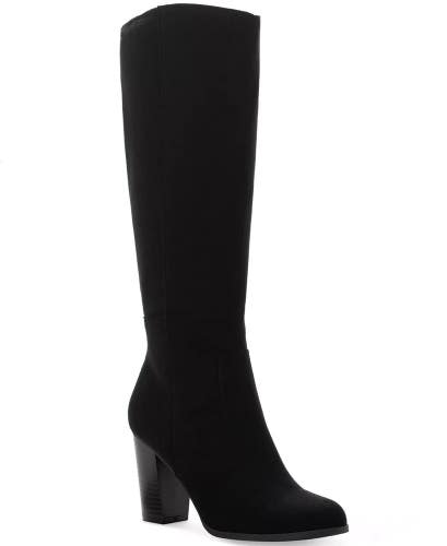 Style & Co Addyy Boots Women's 8.5 Black Round Toe Block Heel Knee High HAWK1668