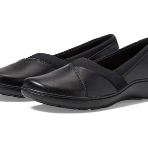 Clarks Cora Charm Flats Women's US Size 10 Black Leather Slip-On Shoes HAWK1407