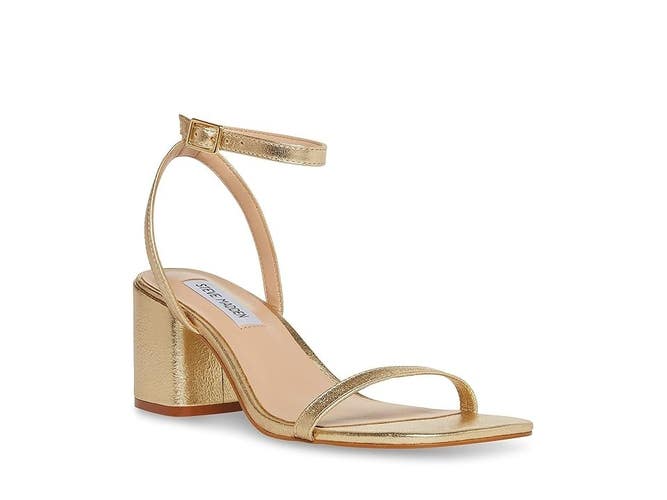 Steve Madden Audrina Sandal Women's US 8 Gold Leather Chunky Block Heel HAWK1434