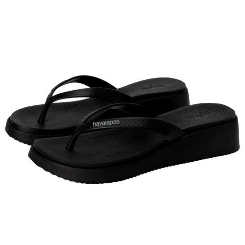 Havaianas High Platform II 4150150-0090 Flip Flop Women's 7 Black Slide HAWK1419