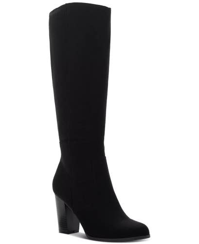 Style & Co Addyy Boots Womens 7.5 Black Faux Suede Block Heel Knee High HAWK1268