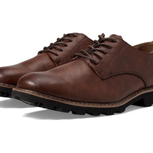 Deer Stags Benjamin Oxford Men's 9 Brown Simulated Leather Dress Shoes HAWK1381