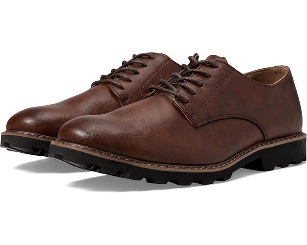 Deer Stags Benjamin Oxford Men's 9 Brown Simulated Leather Dress Shoes HAWK1381