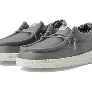 Hey Dude Wally Toddlers US 9 Gray Canvas Moc Toe Slip On Casual Shoes HAWK1328