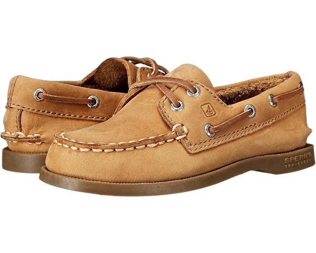 Sperry YB27284 Sneakers Kids US 7 Beige Leather Round Toe Boat Shoes HAWK1570