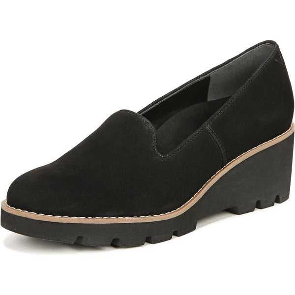 Vionic Willa Loafers Women's US 7 Black Suede Wedge Heel Casual Shoes HAWK1567