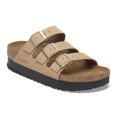 Birkenstock Florida 1029760 Sandals Men 7 Beige Nubuck Leather Platform HAWK1317