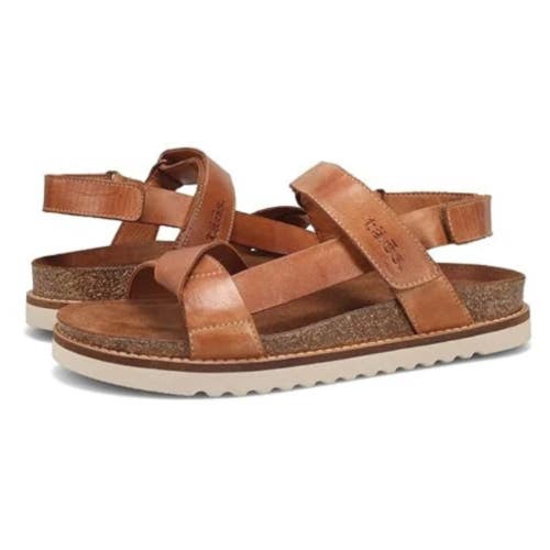 Taos Footwear Sideways Women's US 8 Caramel Leather Strappy Sandals HAWK1612