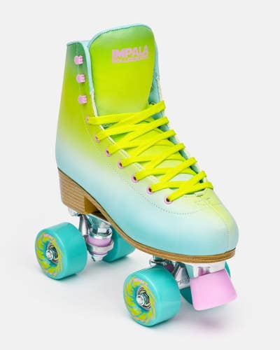Impala Quad Rollerskates Shoes Women's 5 Lime Spritzer Whirlpool Print HAWK1504