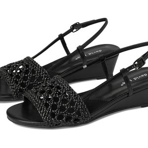 David Tate Danza Sandal Women's US 9.5 Black Wedge Heel Slingback Strap HAWK1288
