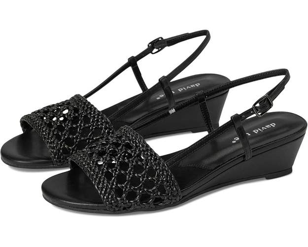 David Tate Danza Sandal Women's US 9.5 Black Wedge Heel Slingback Strap HAWK1288