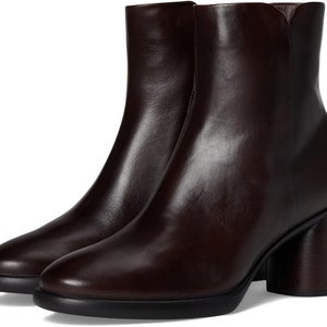 Ecco Sculpted LX 55 Boots Women's 7 Brown Leather Side Zip Ankle Bootie HAWK1495