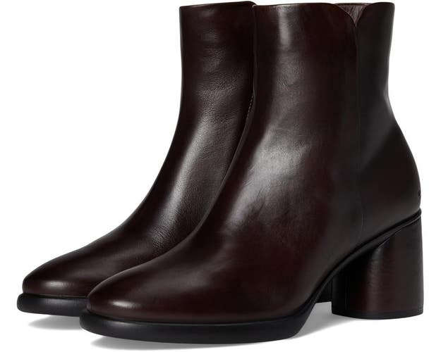 Ecco Sculpted LX 55 Boots Women's 7 Brown Leather Side Zip Ankle Bootie HAWK1495