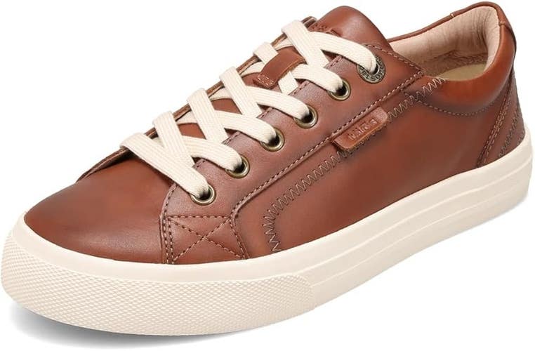 Taos Plim Soul Lux Sneakers Women's US 7.5 Cognac Leather Casual Shoes HAWK1492