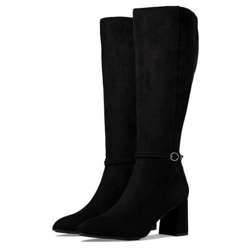 Anne Klein Brenice Boots Womens US 8.5 Black Suede Knee High Block Heel HAWK1354