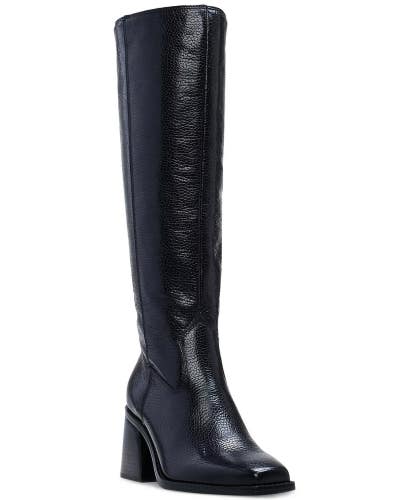 Vince Camuto Sangeti Boots Womens 8.5 Black Leather Wide Calf Knee High HAWK1591