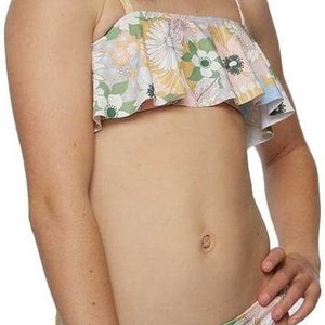 O'Neill Twiggy Ruffle Two-Piece Bikini Girls 7 Multi Stretch Swimsuit JZZ212